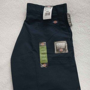Dickies mens Slim Taper Stretch Twill work utility pants, Dark Navy, 36W x 30L